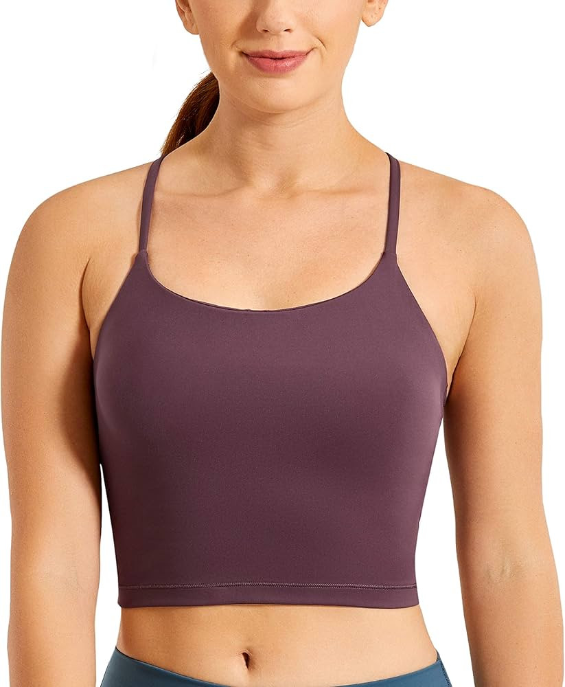 CRZ YOGA Womens Y Back Longline Sports Bra - Racerback Spaghetti Straps Padded Workout Crop Tank ... | Amazon (US)