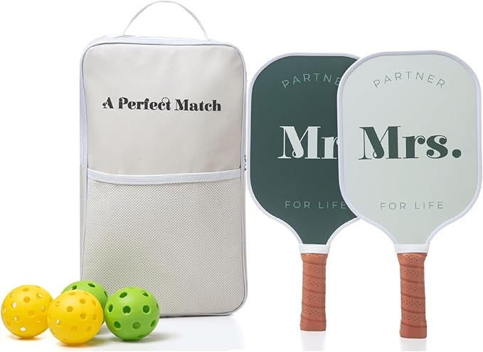 A Perfect Match Pickleball Paddle Set Engagement Gifts for Couples I I His and Hers Gifts I Inclu... | Amazon (US)