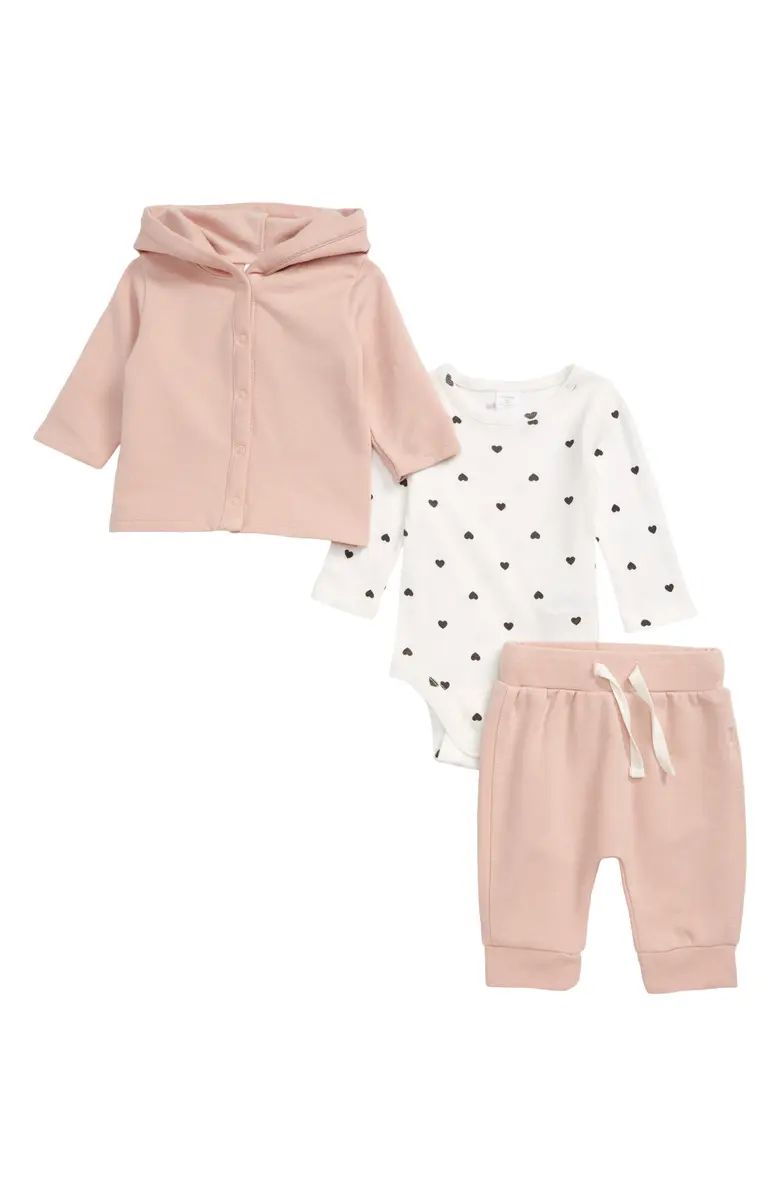 Snap Hoodie, Long Sleeve Bodysuit & Pants Set | Nordstrom