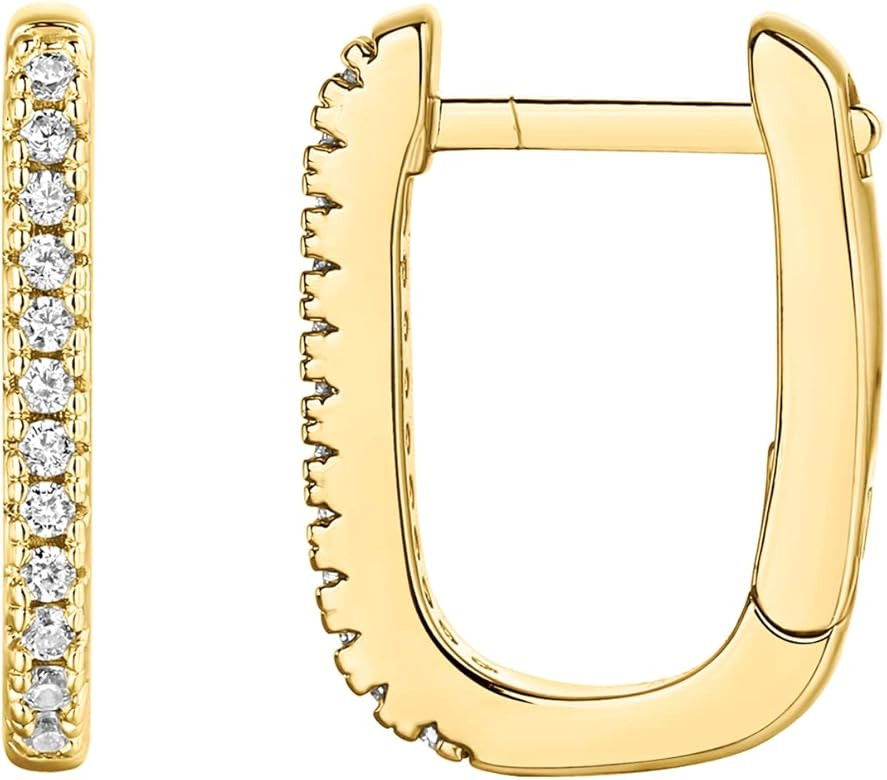 PAVOI 14K Gold Plated 925 Sterling Silver Cubic Zirconia Huggie Earrings | U-Shaped Snake Solitai... | Amazon (US)