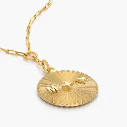 Tyra Initial Medallion Necklace - 14k Solid Gold | Oak & Luna (US)