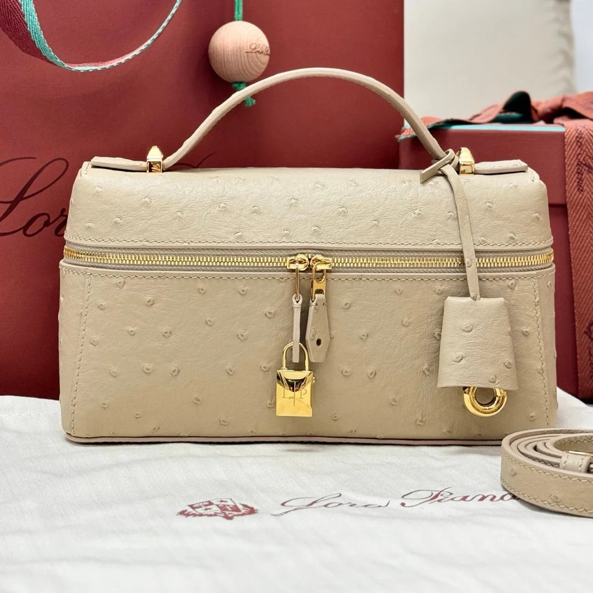 LP 2026 Extra Bag L23 Ostrich Leather With Gold Hardware | Shop.app