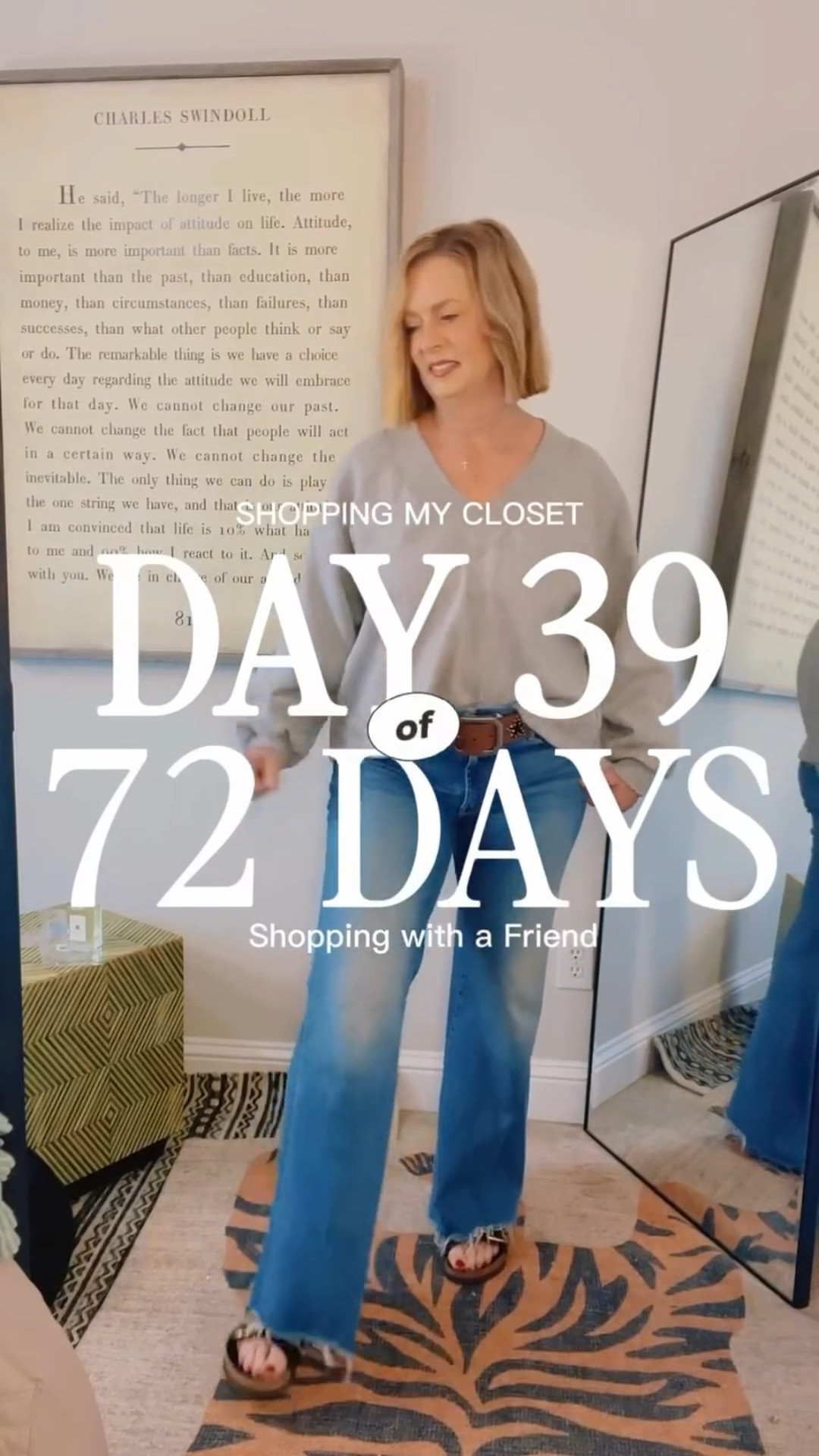 This is me. If I had to pick one color combo to wear forever, it might just be gray + brown. I just love a casual, but elevated look like this for everyday. Speaking of days… it’s Day 39 of shopping my closet. I’m actually loving this challenge. I bought these jeans a couple of years ago and have been wearing them like crazy during this challenge. Rediscovering things I love has been a great joy in this challenge. 

OOTD details:
Sweatshirt @shopkmj 
Premium Denim @mother 
Necklace @roxanneassoulin 
Shoes @birkenstock 
Belt @freepeople 
Earrings @_jennybird 
Leopard bag @lululemon 
Feel free to ask me any questions in Comments. 

Most of my #ootdover50 is linked in my LTK, search SHOPPIXIECO in the app or click link in my bio.

#modernmidlifecool #elevatedeverydayover50 #quietluxuryover50 #richandskinnyinmidlife