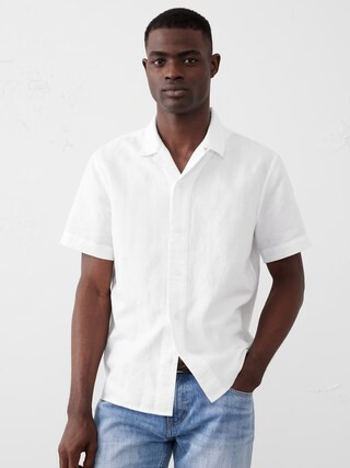Standard Fit Linen-Blend Resort Shirt | Banana Republic Factory