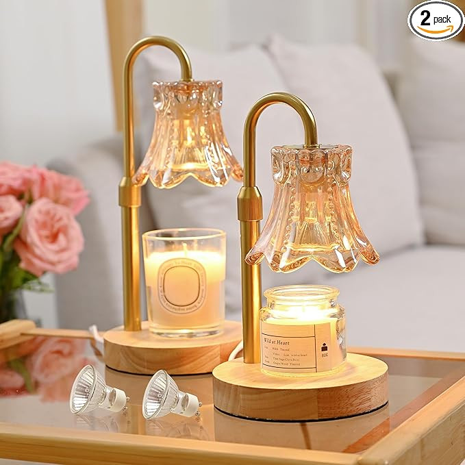 JACKYLED Candle Warmer Lamps 2-Pack, Height Adjustable Fragrance Candle Warming Lamps with 4 Bulb... | Amazon (US)