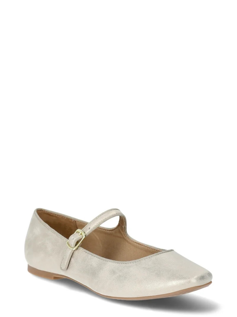 Time and Tru Women's Faux Leather Mary Jane Flats | Walmart (US)