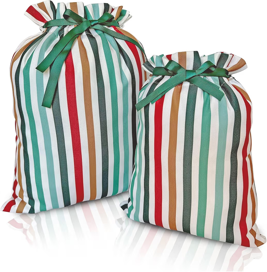 Gather & Knot Drawstring Christmas Gift Bags | 20" Large 16" Medium | Premium Canvas | Reusable F... | Amazon (US)