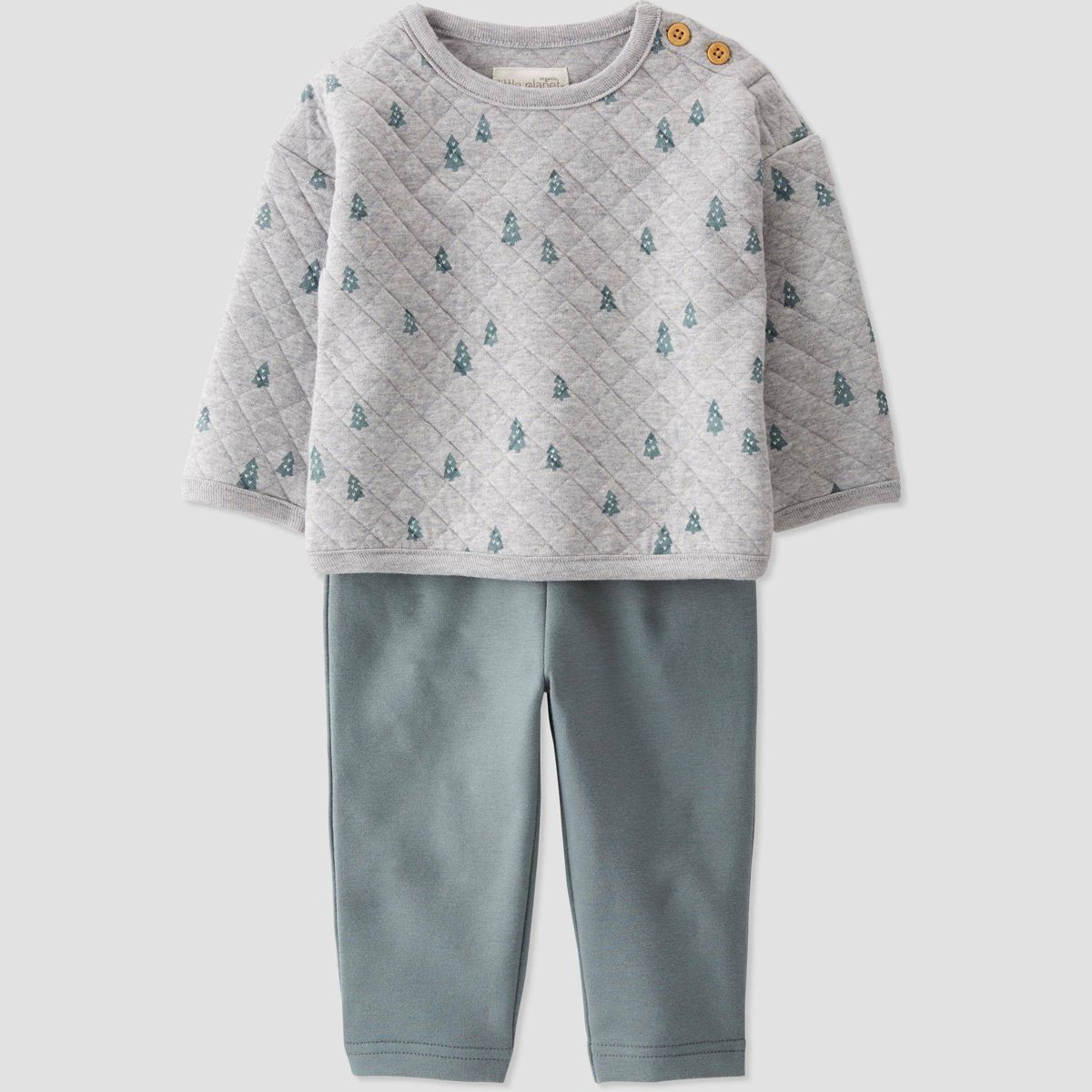 Little Planet by Carter’s Baby Boys' 2pc Double Knit Trees Top & Bottom Set - Green/Gray | Target