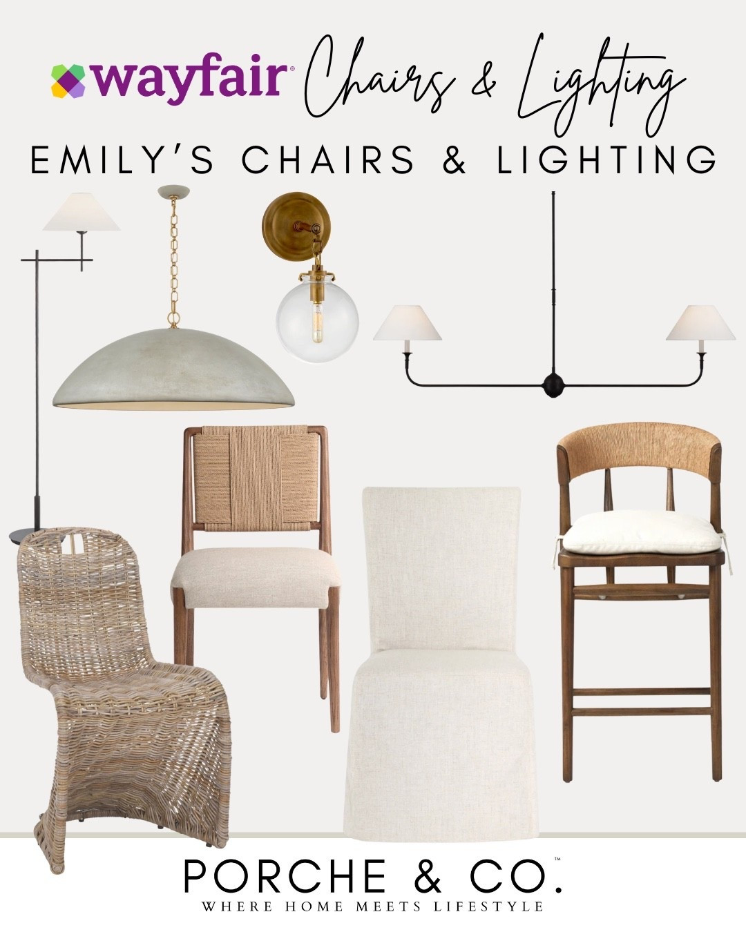 These accent chairs and lighting pieces are all from @Wayfair, and they’re some of my most-loved finds in our home 🤍 When I’m designing a space, I always start with seating and lighting—they anchor the room and instantly make it feel warm, layered, and livable.

From upholstered accent chairs, woven texture chairs, and bar stools, to statement pendant lights, wall sconces, and floor lamps, Wayfair makes it easy to find pieces that work beautifully in living rooms, dining rooms, kitchens, bedrooms, and reading nooks.

If you love a modern classic / transitional home style, these Wayfair finds are timeless, neutral, and incredibly versatile—perfect for creating a cozy, elevated home that still works for real life.

Everything is linked and ready to shop ✨

@wayfair #WayfairPartner #Wayfair #Ad
#accentchairs #accentlighting #homelighting #interiorlighting
#livingroomchairs #diningroomchairs #barstools
#pendantlighting #wallsconces #floorlamps
#modernclassicstyle #transitionaldesign #neutralhome #homeinspo #porcheandco

#LTKHome