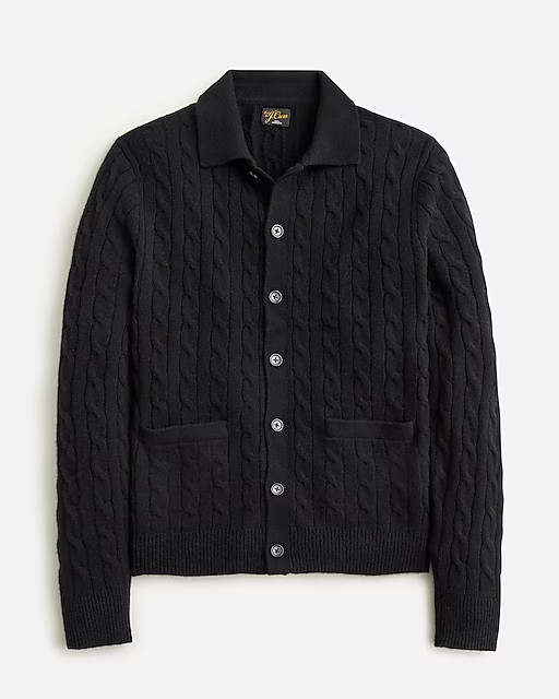 Cashmere cable-knit polo cardigan sweater | J. Crew US