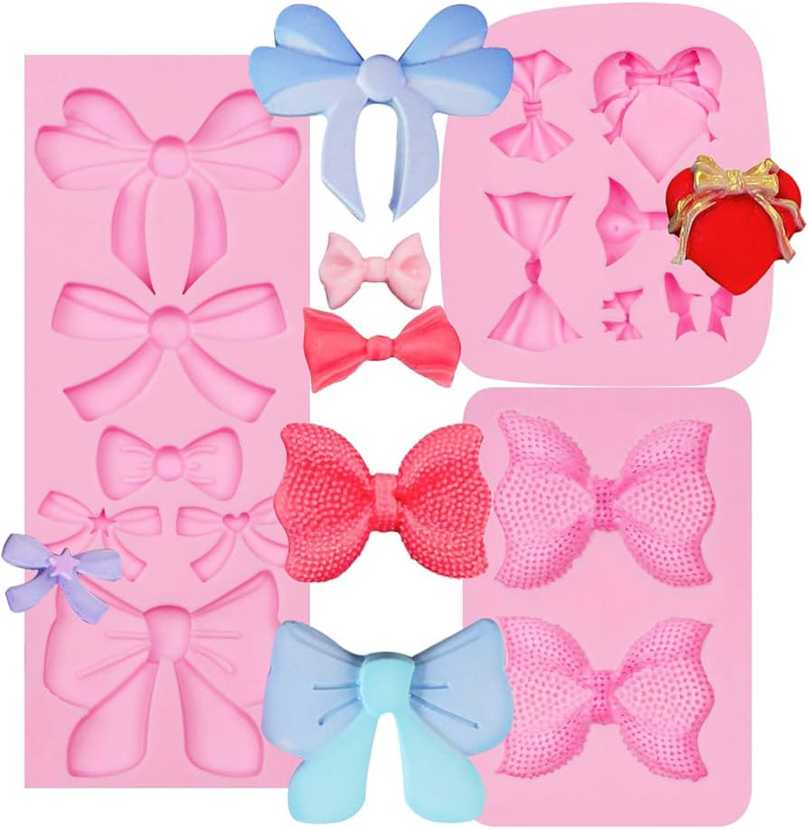 Bow Silicone Fondant Molds, 3 Packs Chocolate Bows Molds for Baby Birthday Cake Decoration Cupcak... | Amazon (US)