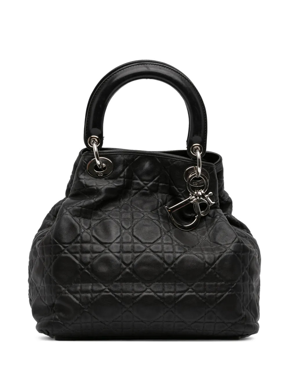 Christian Dior Pre-Owned 2008 Lambskin Cannage Soft Lady Dior tote bag - Black | Farfetch Global