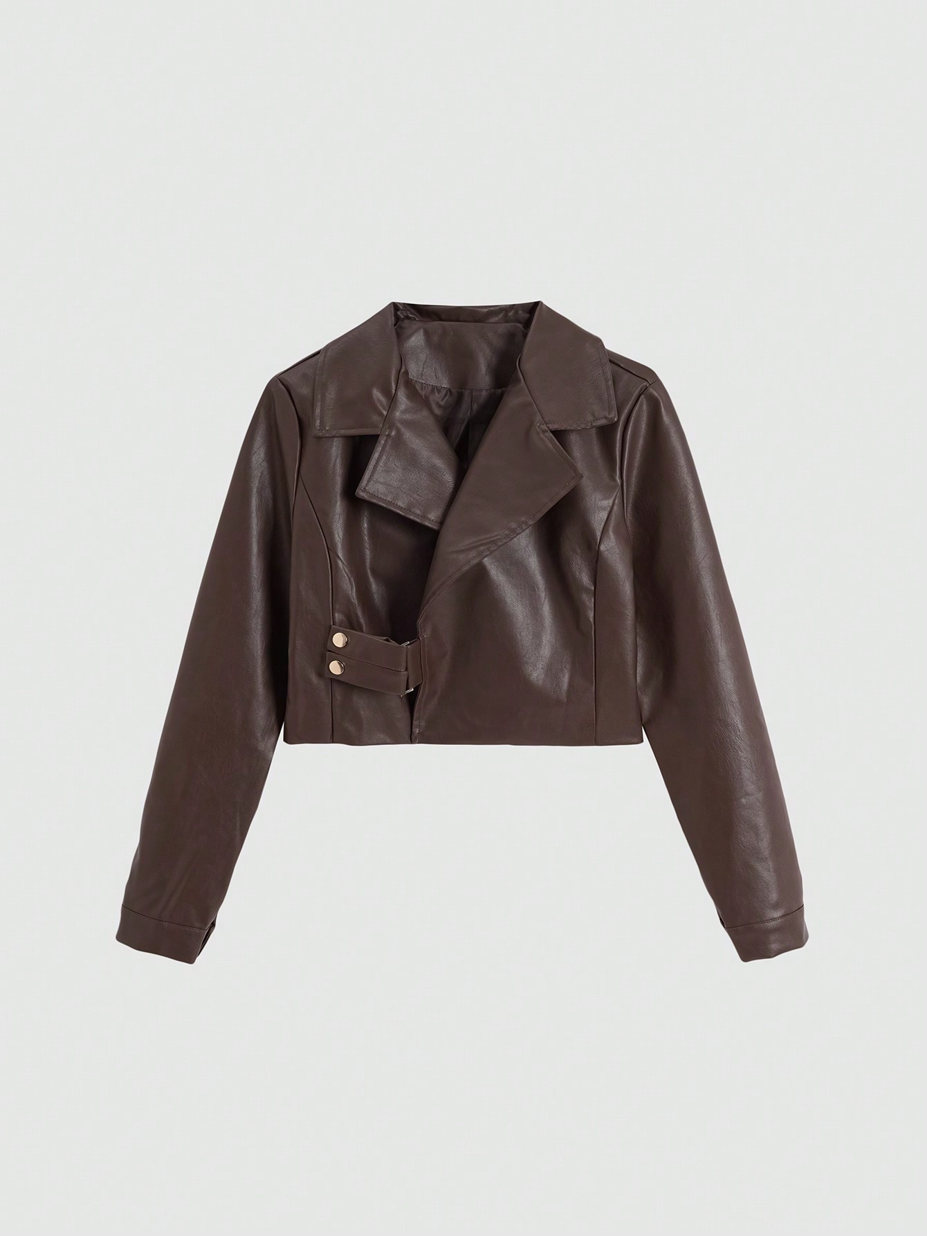 SHEIN Coolane Solid PU Leather Moto Jacket | SHEIN