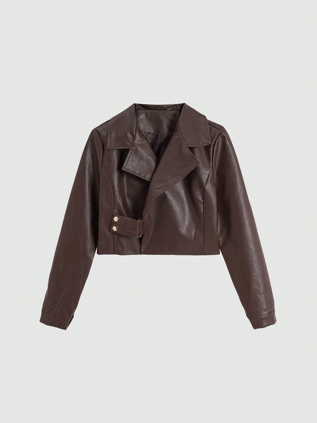 SHEIN Coolane Solid PU Leather Moto Jacket | SHEIN
