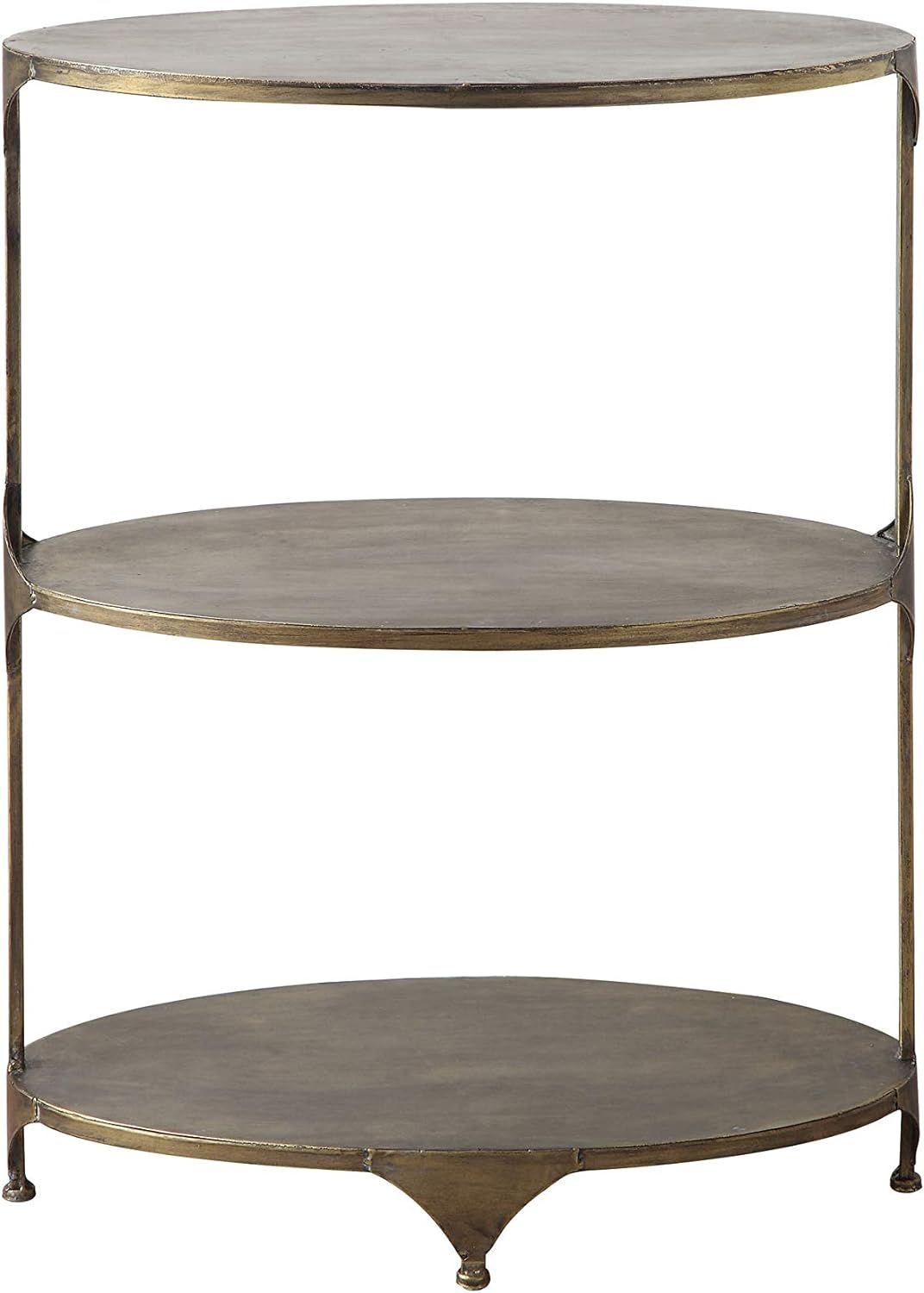 Creative Co-Op Antique Gold Oval Metal 3-Tier Shelf/Side Table | Amazon (US)