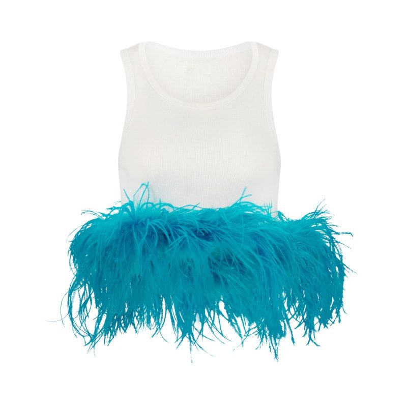Faux Feather Cropped Top | Wolf & Badger (US)