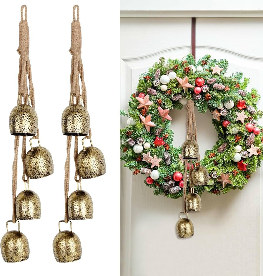 2pcs Copper Bell for Christmas Decor - Garland, Door, Tree Ornament - Cow Bell for Holiday Decora... | Amazon (US)