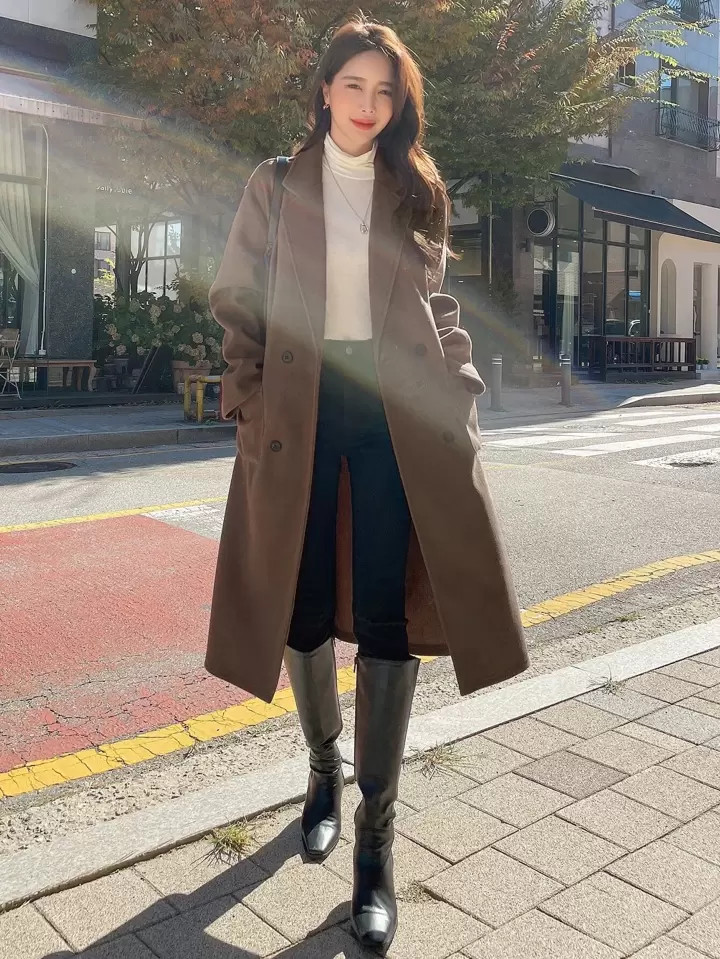 DAZY Manteau À Double Boutonnage Col À Revers À Deux Poches, Épaule Tombante | Mode en ligne ... | SHEIN