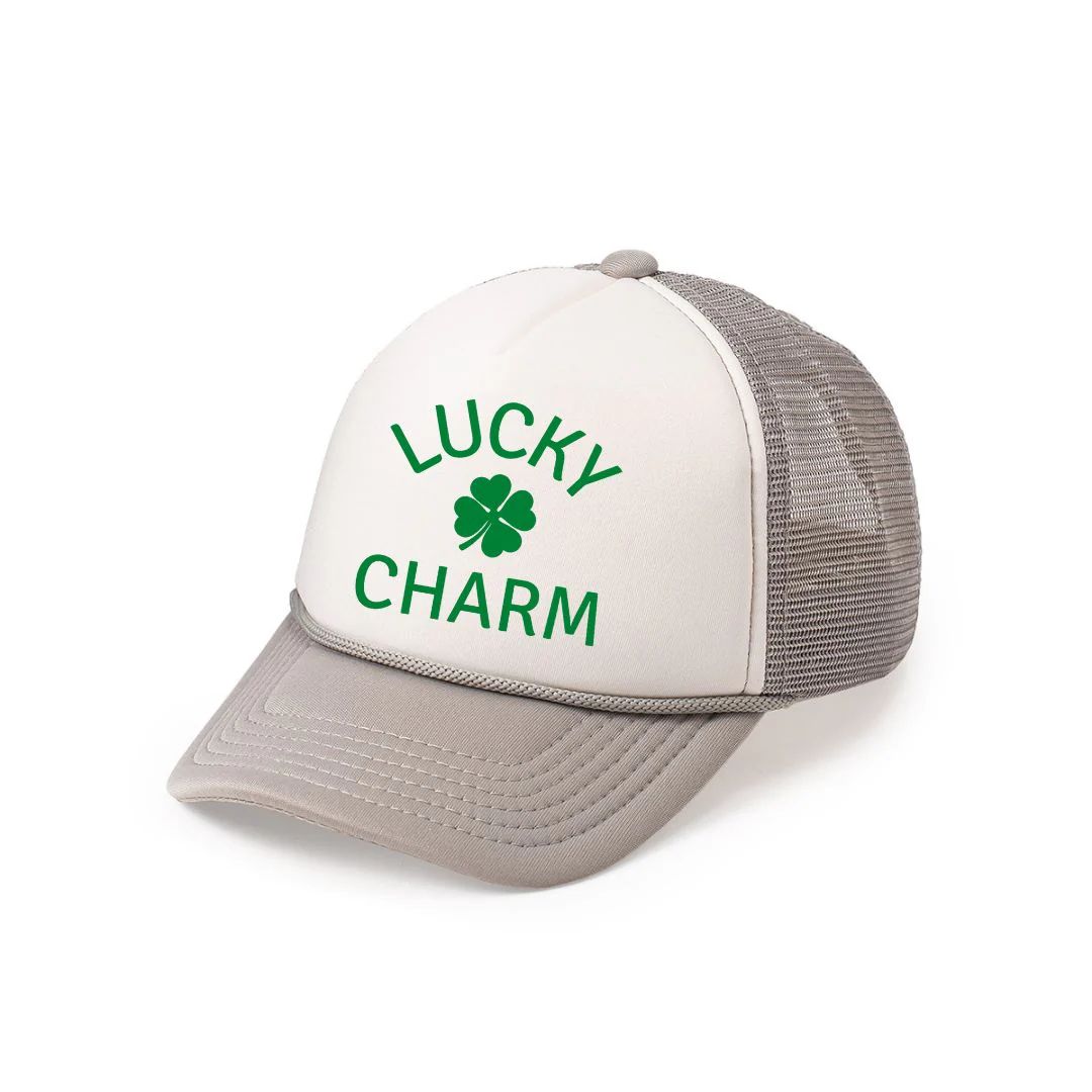Lucky Charm Shamrock St. Patrick's Day Trucker Hat - Gray/White | Sweet Wink