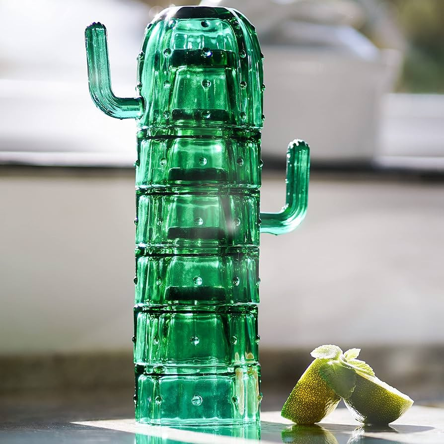 Gökotta Set of 6 | Stacking Cactus Drinking Glasses | Handmade Natural Green Glass | Retro Quirk... | Amazon (US)