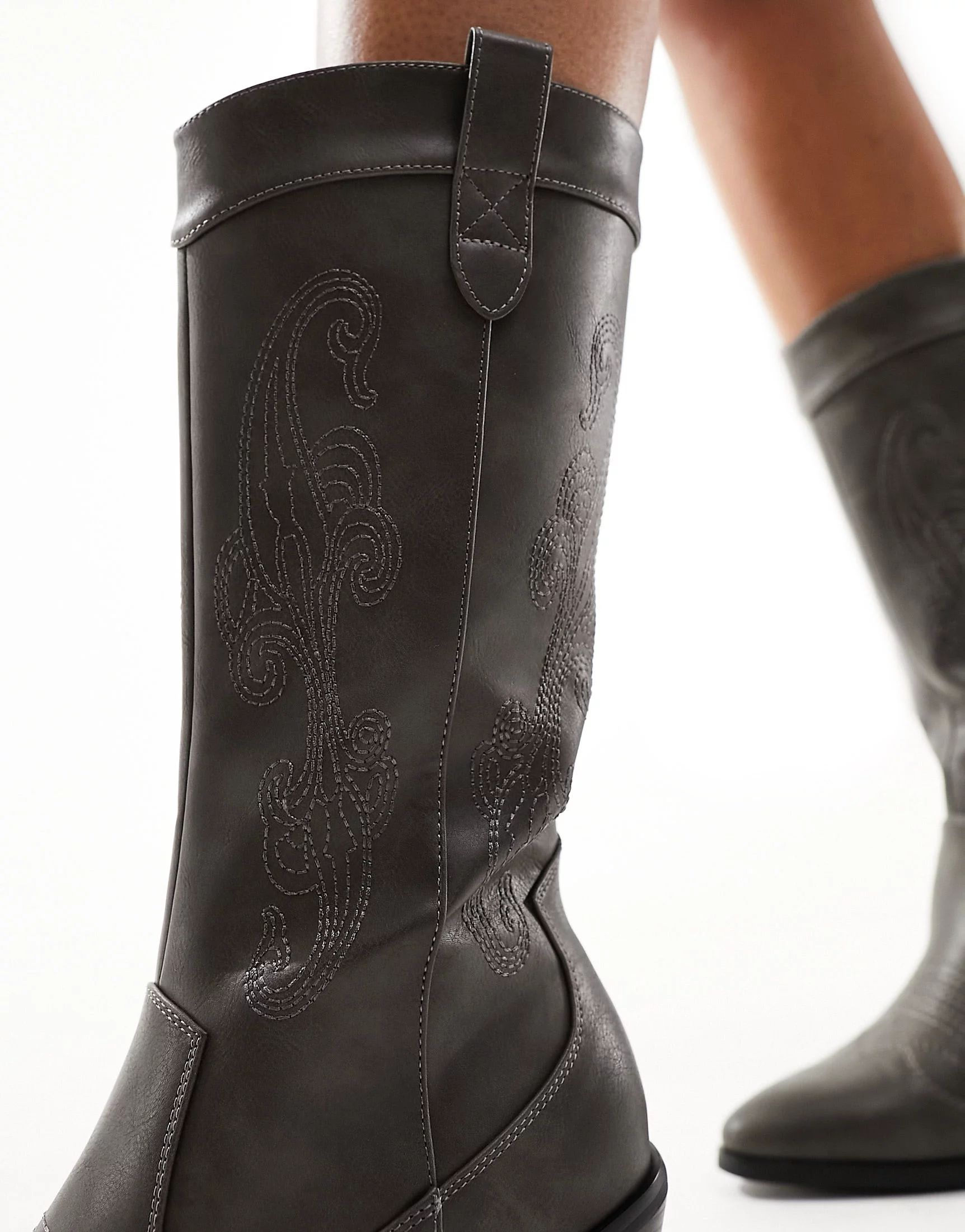Glamorous western knee boots in Gray | ASOS | ASOS (Global)