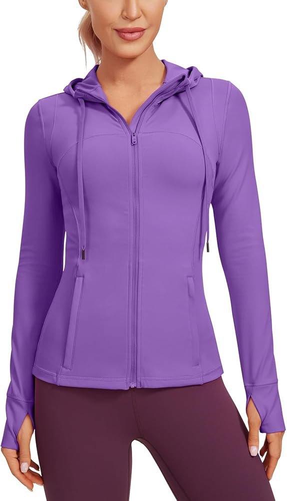 CRZ YOGA Butterluxe Womens Hooded Workout Jacket - Zip Up Athletic Running Jacket with Back Mesh ... | Amazon (US)