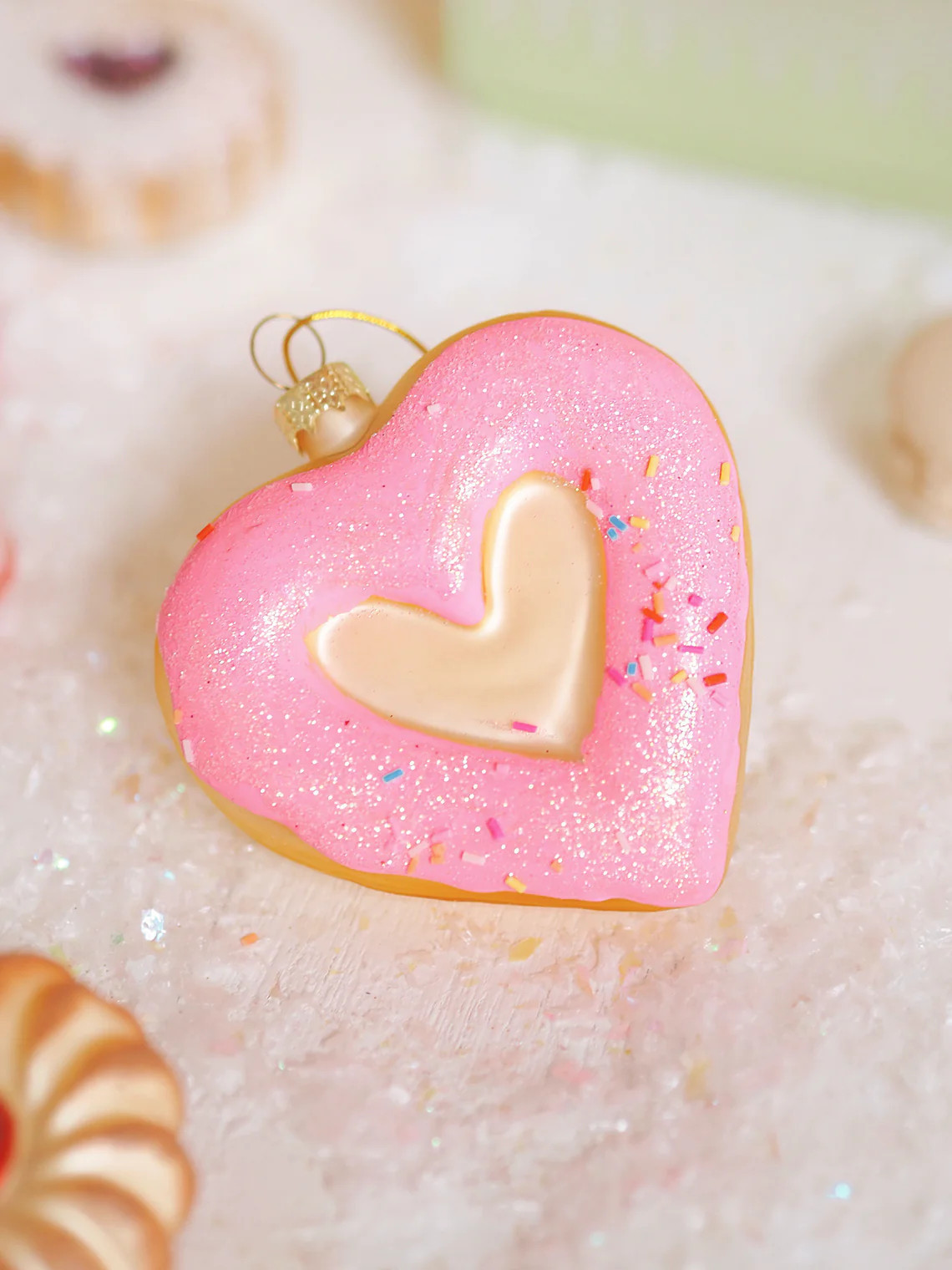 Pink Heart Doughnut Ornament | The Cross Decor & Design
