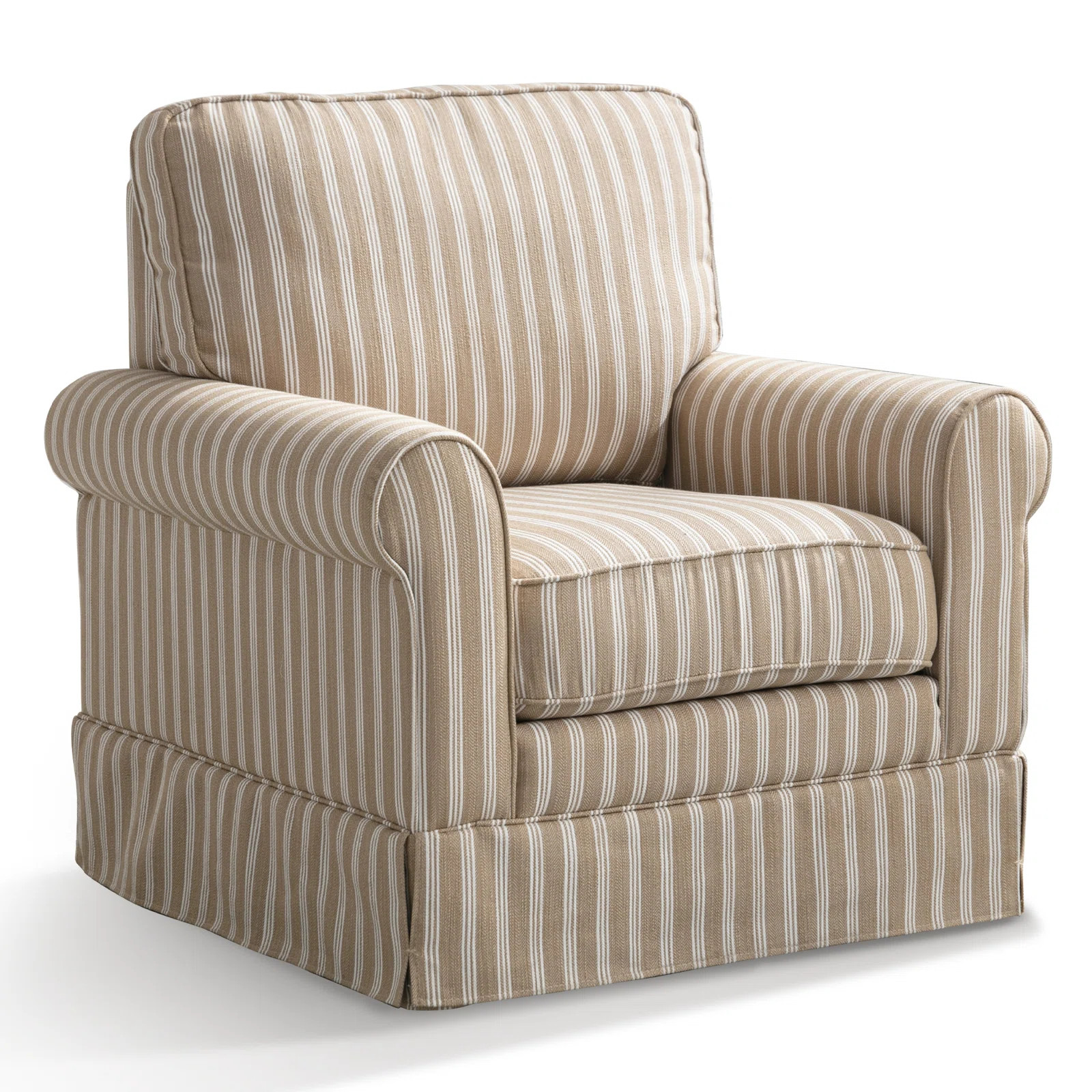 Eilzabeth 33.5" W Modern Soft Wide Upholstered Striped Swivel Arm Accent Chair | Wayfair North America