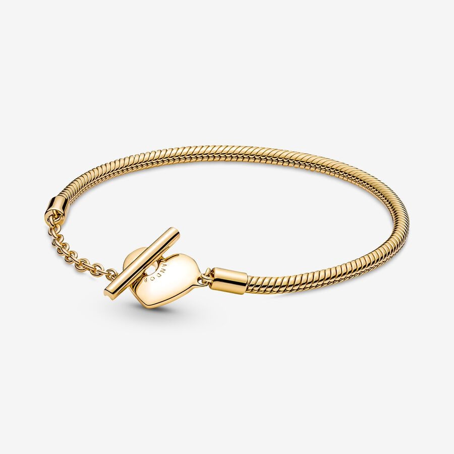 Pandora Moments Heart T-Bar Snake Chain Bracelet | Pandora (US)
