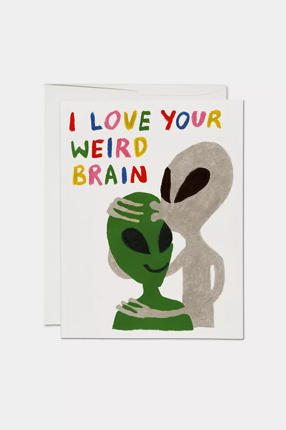Red Cap Alien Brain Love Greeting Card | Urban Outfitters (US and RoW)