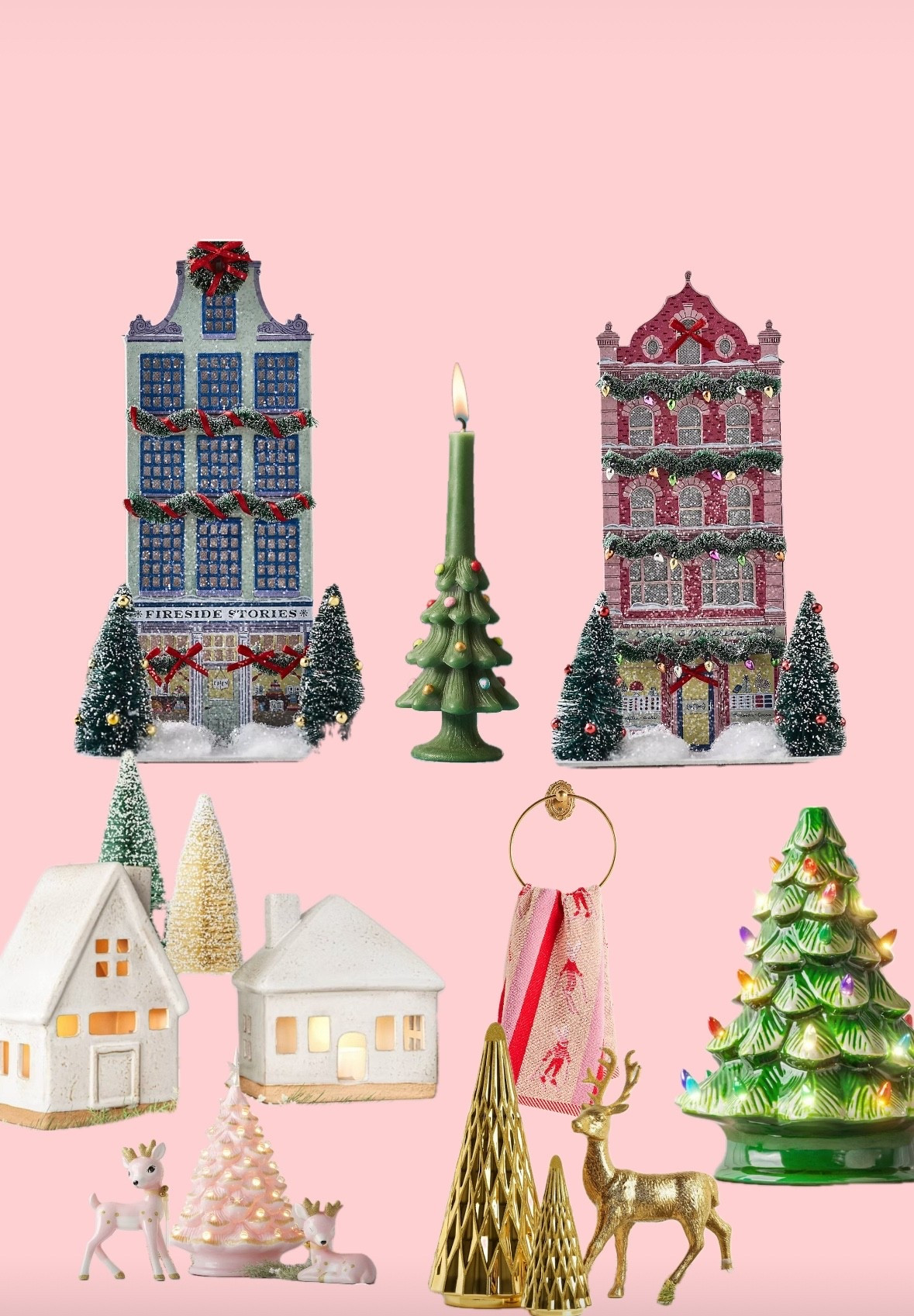 These glitter houses are my favorite. I love all the girly Christmas decorations I’m seeing in stores already. 