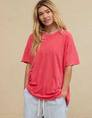 Aerie Crewneck Oversized Boyfriend T-Shirt | American Eagle Outfitters (US & CA)