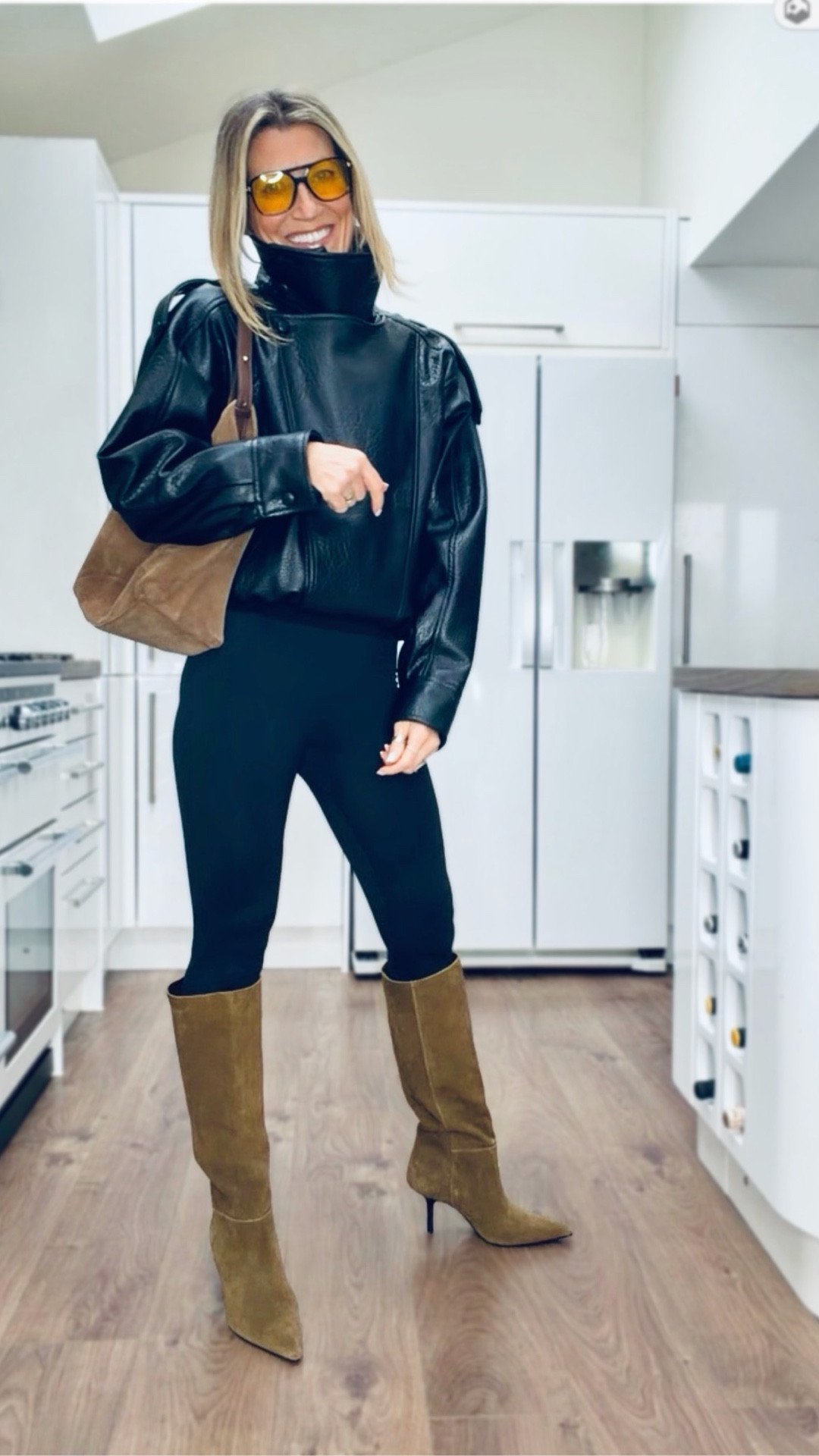 I tend to wear leggings a lot in the winter as I think they look great with boots, but I always balance them with a more voluminous top half, whether it’s an oversized jumper, jacket or coat…yay or nay?

I love the H&M soft move yoga leggings and you can replace with thermal leggings when it’s super cold🖤

Outfit 1:
Thermal top & leggings @zara 
Boots @zara 
Jacket @zara 
Glasses @amazon
Bag @danielfootwear 

Outfit 2:
Thermal top @marksandspencer 
Leggings @hm
Boots @danielfootwear 
Jumper @newlook 
Grey cape @hm
Tan bag @danielfootwear 

Outfit 3:
Vest top & leggings @hm
Grey men’s jumper @hm
Boots @danielfootwear 
Drawstring trench @zara 
Bag @danielfootwear 
* @danielfootwear pieces from previous ads

#LTKwinter #LTKuk #LTKover50style