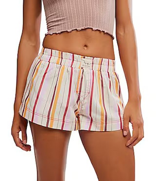 Free People Day To Day Mini Woven Striped Boxer Shorts -  L | Dillard's