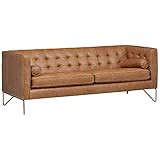 Amazon Brand – Rivet Brooke Contemporary Mid-Century Modern Tufted Leather Sofa Couch, 82"W, Cognac | Amazon (US)
