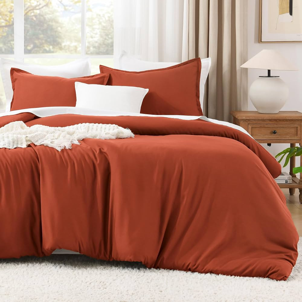 Litanika Comforters Burnt Orange Oversized Queen Size, 3 Pieces Lightweight Solid Bedding Comfort... | Amazon (US)