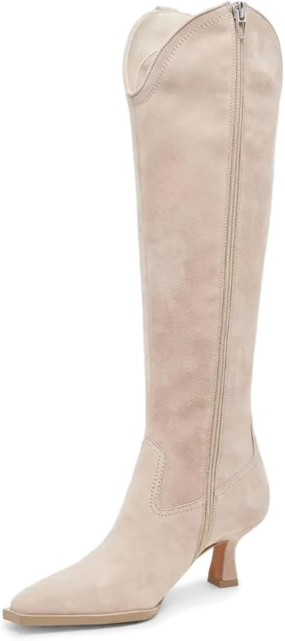 DOBOYG Knee High Boots for Women Kitten Low Heel Pointed Toe Tall Boots Suede Fall Winter Long Bo... | Amazon (US)