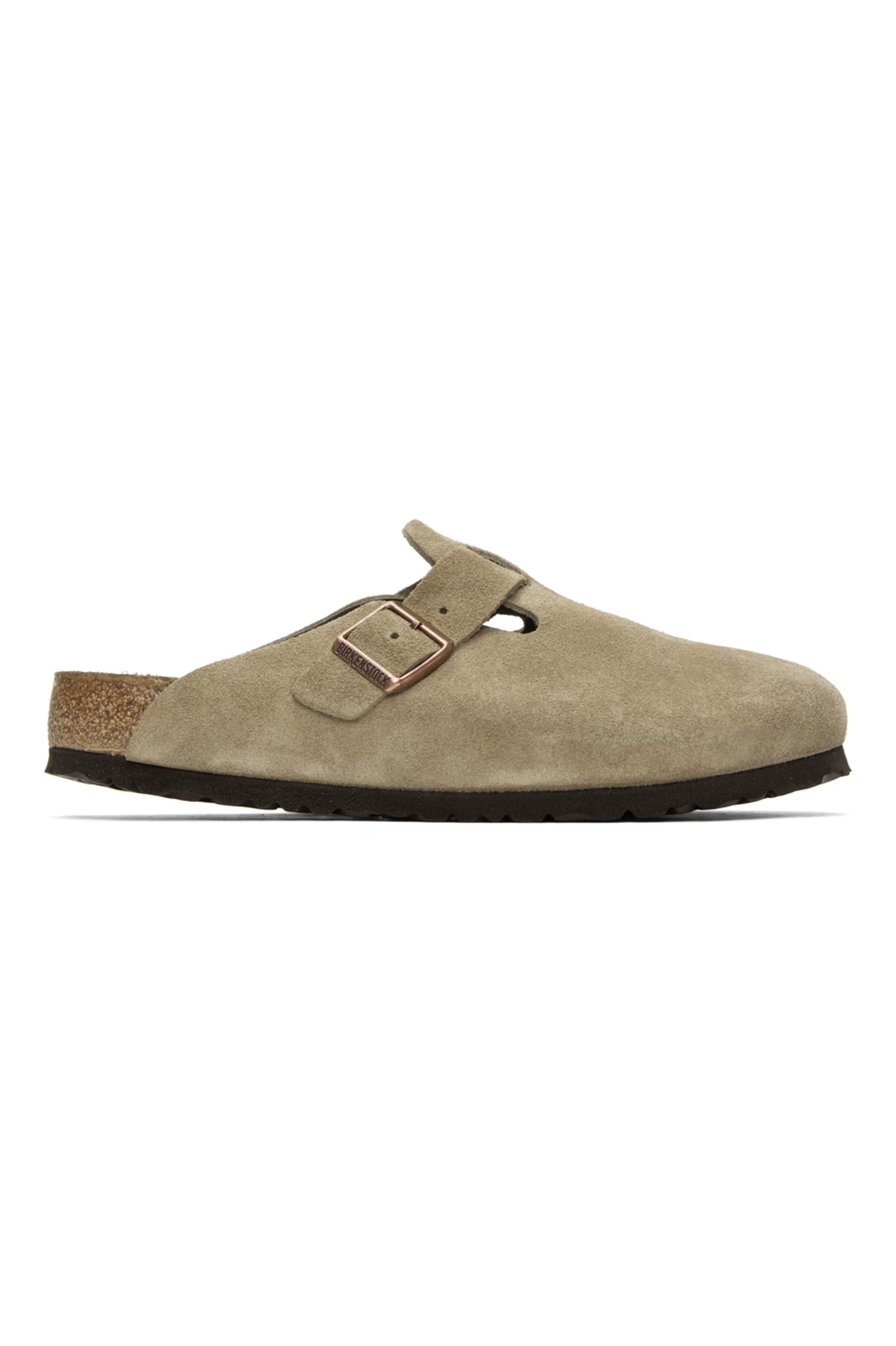 Birkenstock - Taupe Regular Boston Soft Footbed Loafers | SSENSE