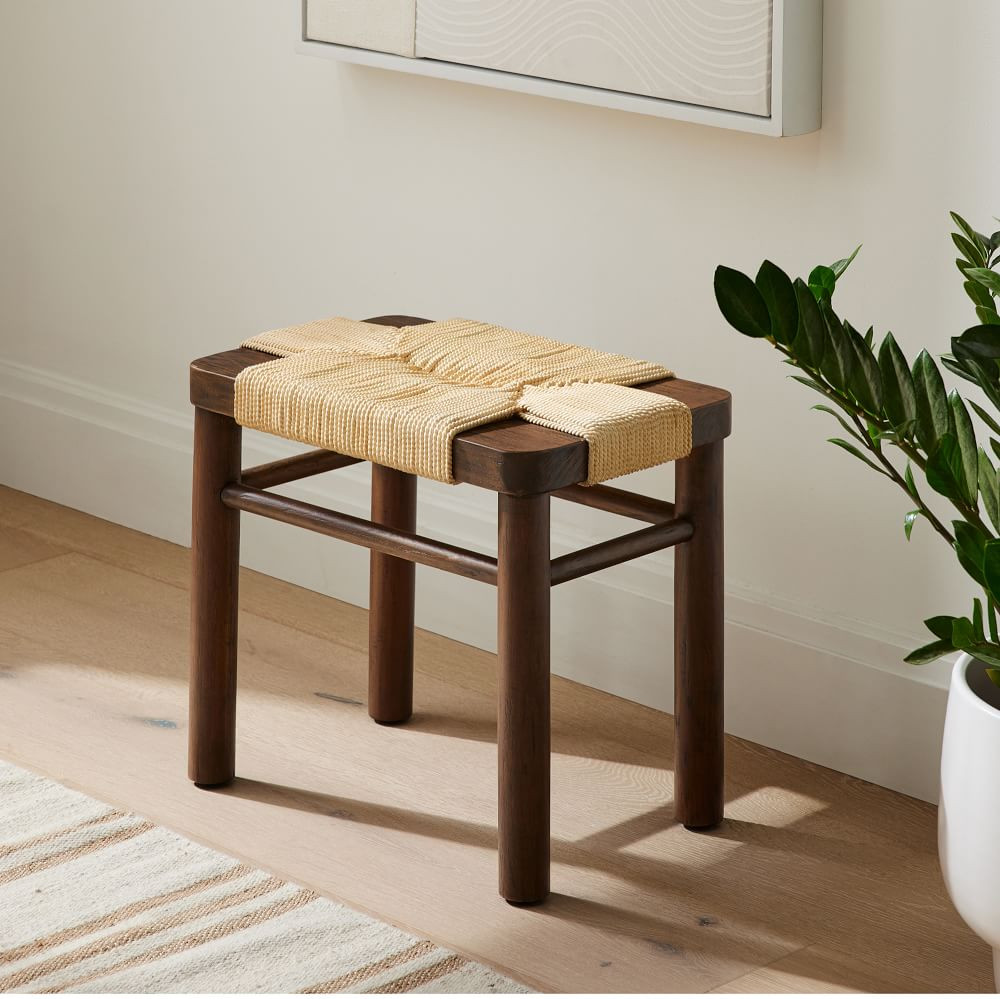 Mahogany Woven Rope Stool (20") | West Elm (US)