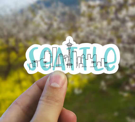 Colorful Seattle Skyline Vinyl Sticker Washington State Best | Etsy | Etsy (US)