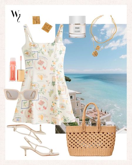 Vacation outfit ideas for travel Abercrombie printed mini dress summer tote 

#LTKfindsunder50 #LTKstyletip #LTKtravel