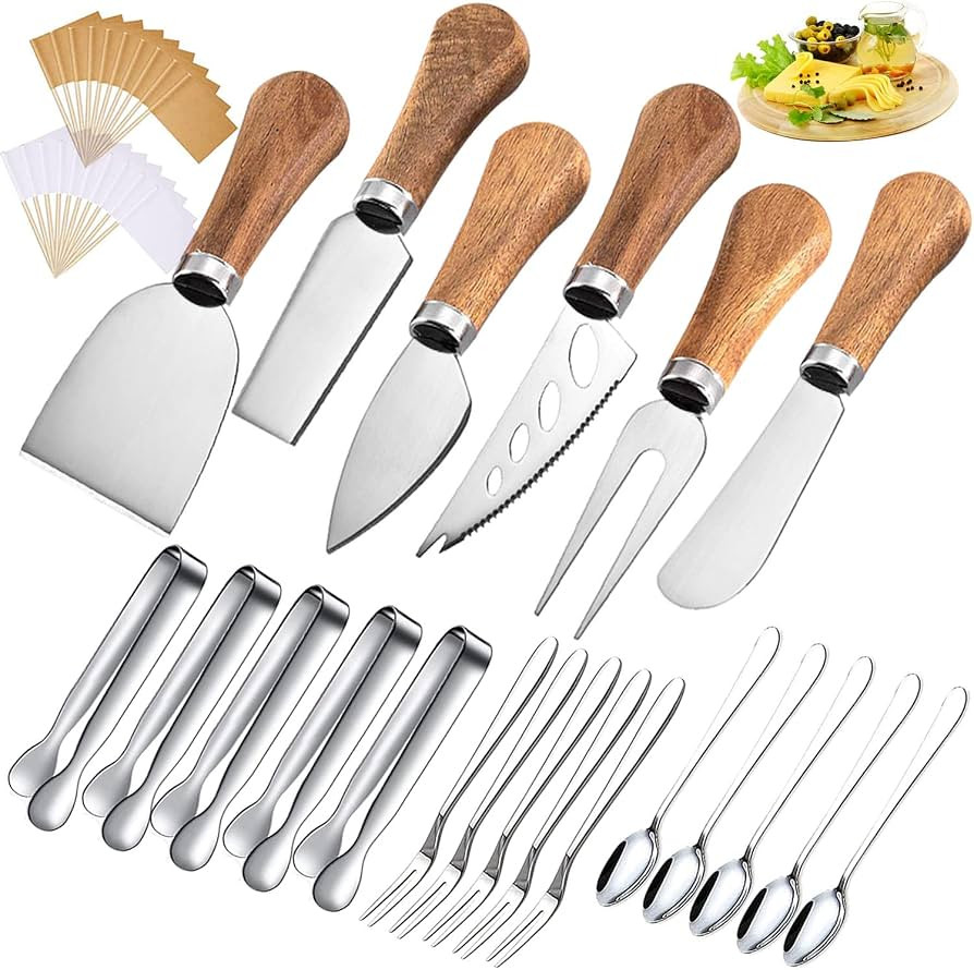Charcuterie Board Accessories Spreader Knife Set Cheese Butter with Wooden Handles Mini Serving T... | Amazon (US)