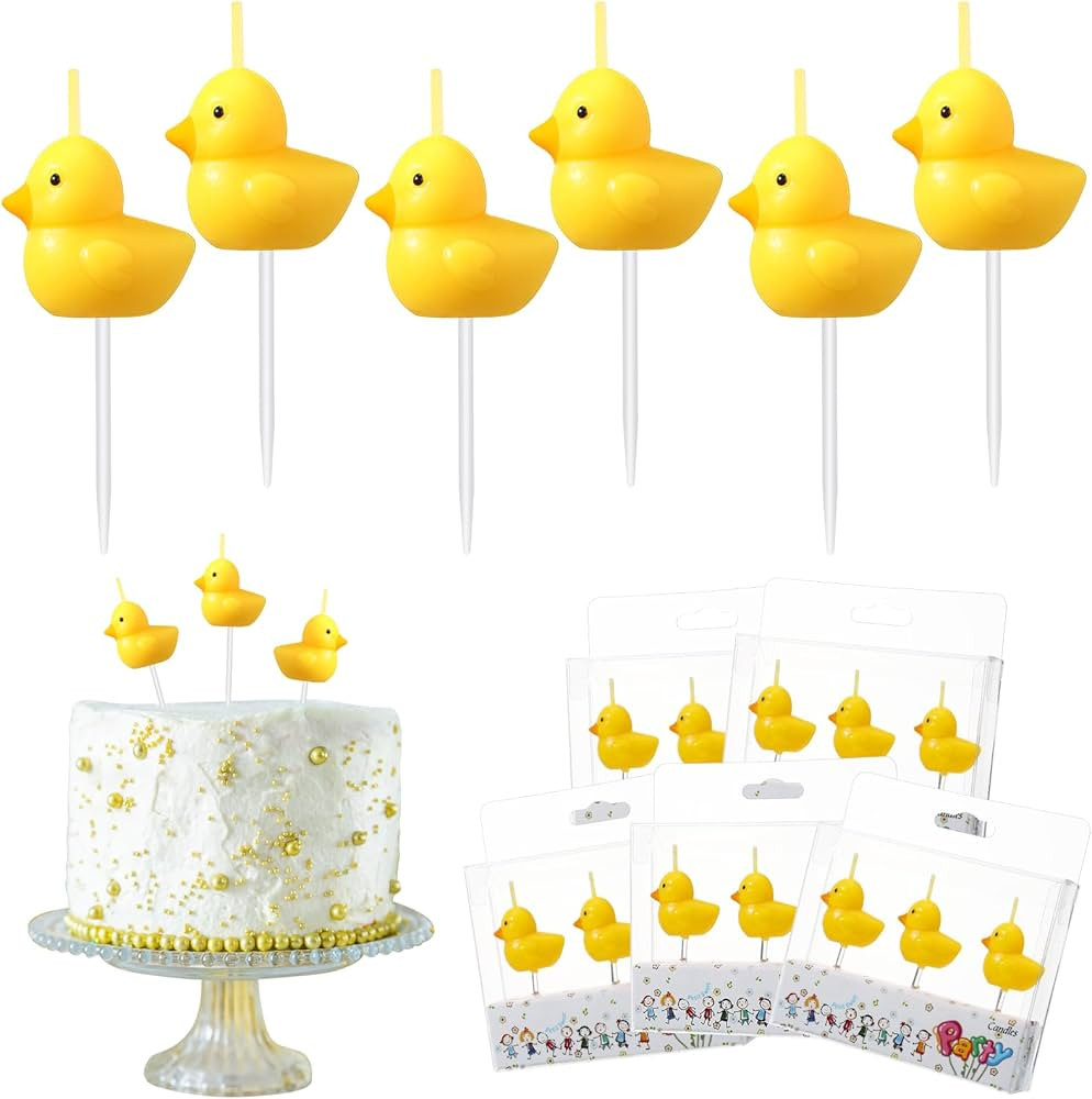 Coume 9 Pcs Yellow Duck Cake Candles Duck Birthday Decorations Cute Little Duckie Cupcake Candles... | Amazon (US)