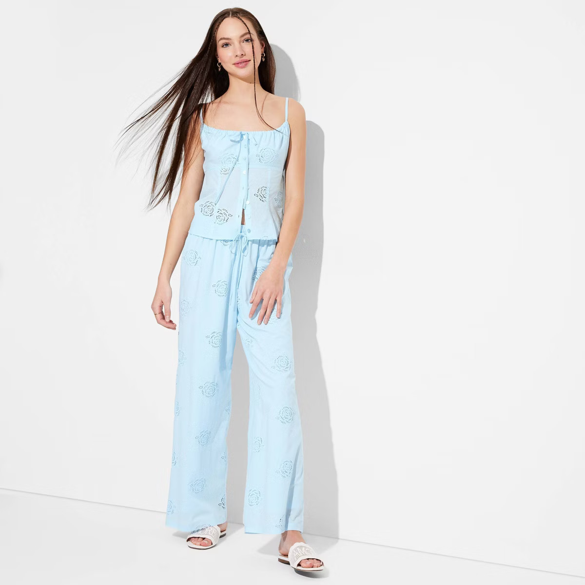 Women's High-Rise Eyelet Relaxed Pants - Wild Fable™ | Target