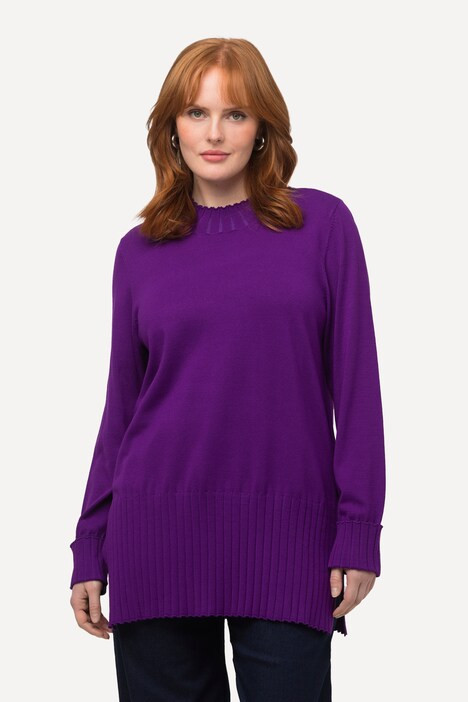 Long Sleeve Mock Turtleneck Ribbed Knit Sweater | Ulla Popken - US & CA