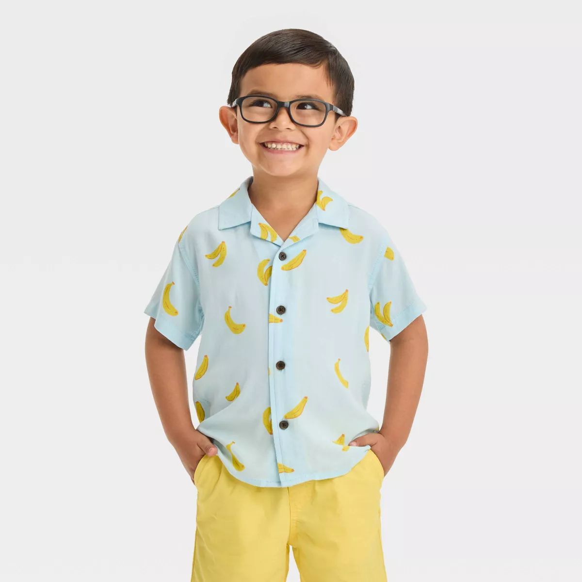 Toddler Boys' Banana Challis Shirt - Cat & Jack™ Blue | Target