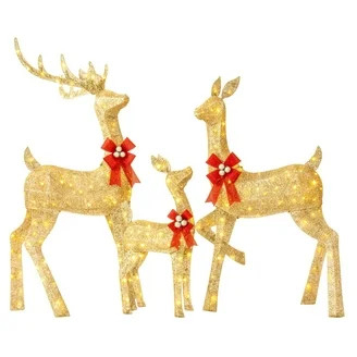 Best Choice Products 4ft 3-Piece Lighted 2D Christmas Deer Set Outdoor Yard Decoration w/ 175 LED... | Walmart (US)