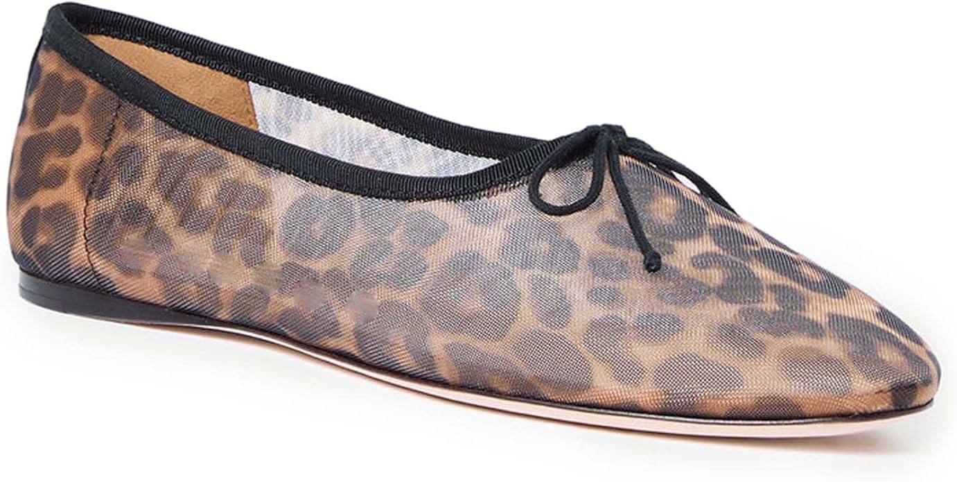 UBWDU Mesh Ballet Flats for Women Round Closed Toe Mary Jane Flats Ballerina Shoes with Bow | Amazon (US)