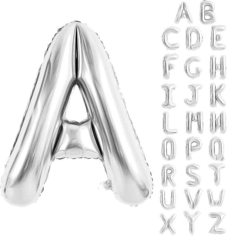 Silver Letter Balloons 40 Inch - Large Letter Balloon Aluminum Foil for Birthday Wedding Annivers... | Amazon (US)