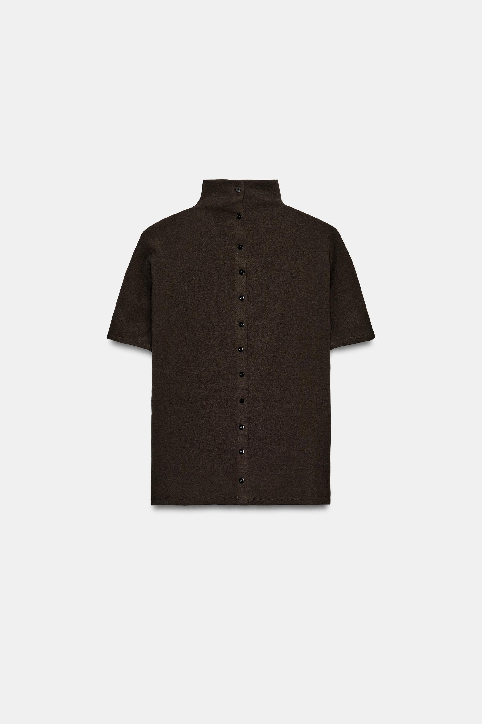 BUTTONED STAND-UP COLLAR T-SHIRT | Zara US